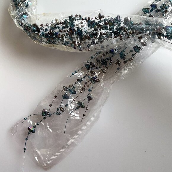 SULLIVANS IRIDESCENT BEADED GARLAND TURQIOUS AND PURPLE ORNAMENTS - Picture 13 of 16